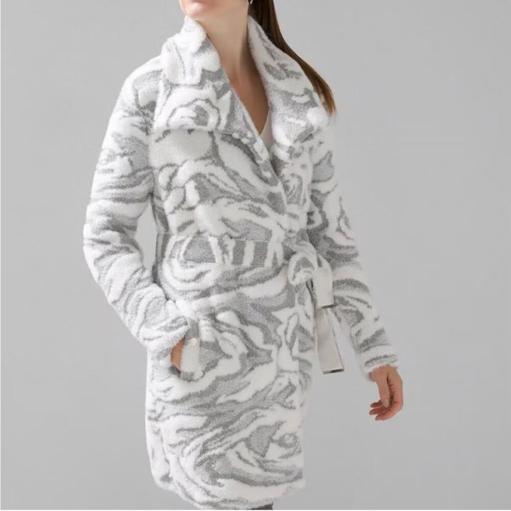 NWT White House Black Market Heather gray jacquard sweater jacket cardigan coat